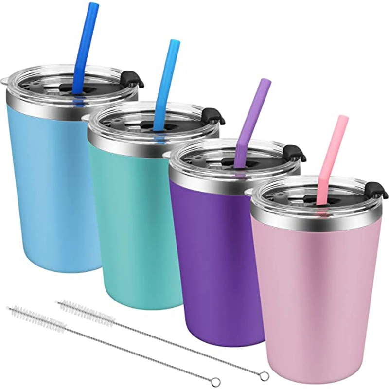 Kids Tumbler with Straw and Lid, 12 Oz Spill Proof with Lids, Double Wall Insulated Stainless Steel Tumbler with Straw Keeps Drinks Hot and Cold Wyz21048