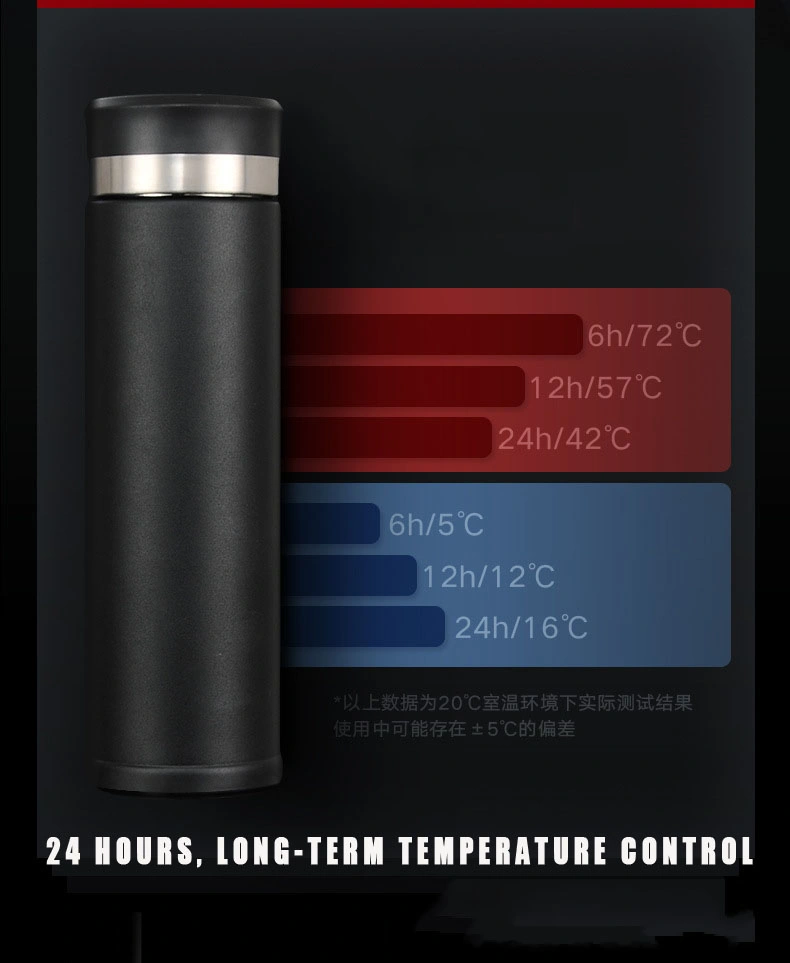 Doule Wall Temperature Display LED Smart Thermos Keep Warm Cold Heat Insulated Vacuum Flask OEM Custom Logo 500ml