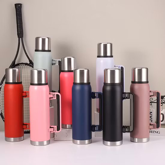 Atacado garrafa térmica dupla de luxo personalizada isolada em aço inoxidável com tampa flip-top para bebida a vácuo inteligente