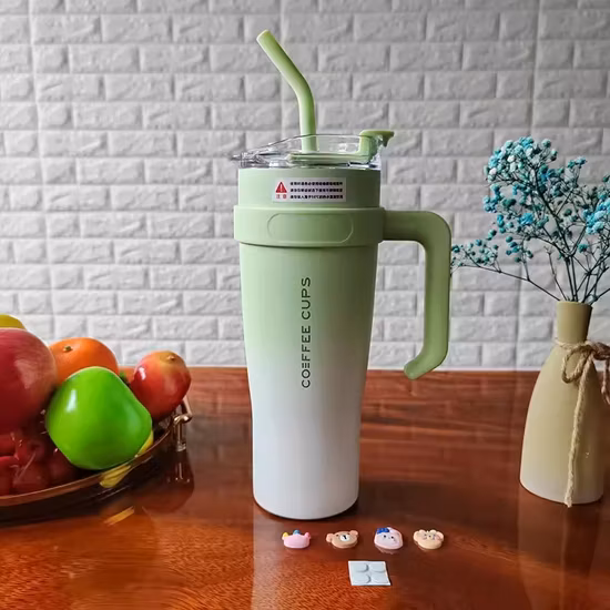 Copo térmico para café em aço inoxidável 304, PP, silicone