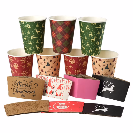 Copo de papel de parede duplo descartável Copo de café com tampa e design personalizado