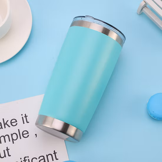 Caneca térmica a vácuo de parede dupla de aço inoxidável para chá e café com alça